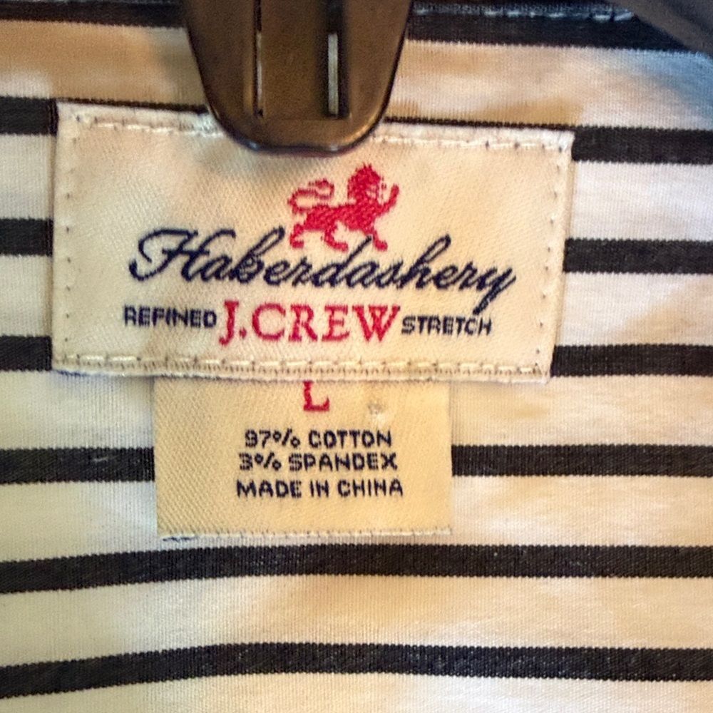 J. Crew Haberdashery Black and White Striped Button Down Shirt size Large - Picture 5 of 9